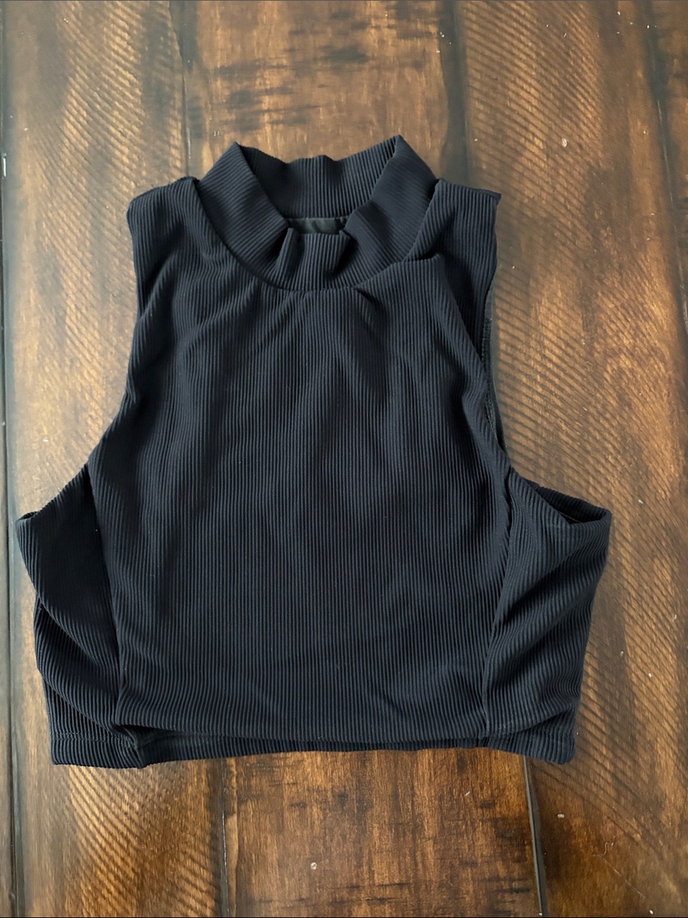 Werk Dancewear: Black Ribbed Mock-Neck Crop Tank Top